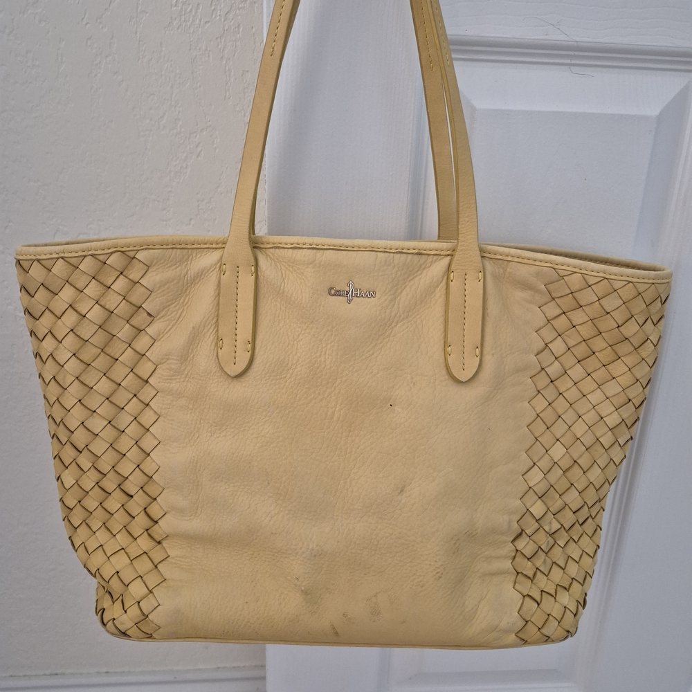 Cole Haan Yellow Woven Leather Tote